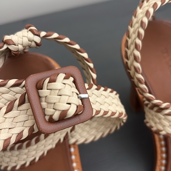 Ulla Johnson RARE Deia High Block Heel Sandal Woven Ankle Strap Natural EU40 - Picture 5 of 16